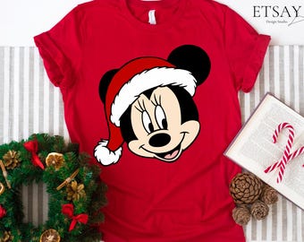 Santa Mickey Mouse Big Face Christmas Shirt