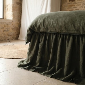Gonna da letto in lino: tessuto naturale con volant - opzioni di personalizzazione