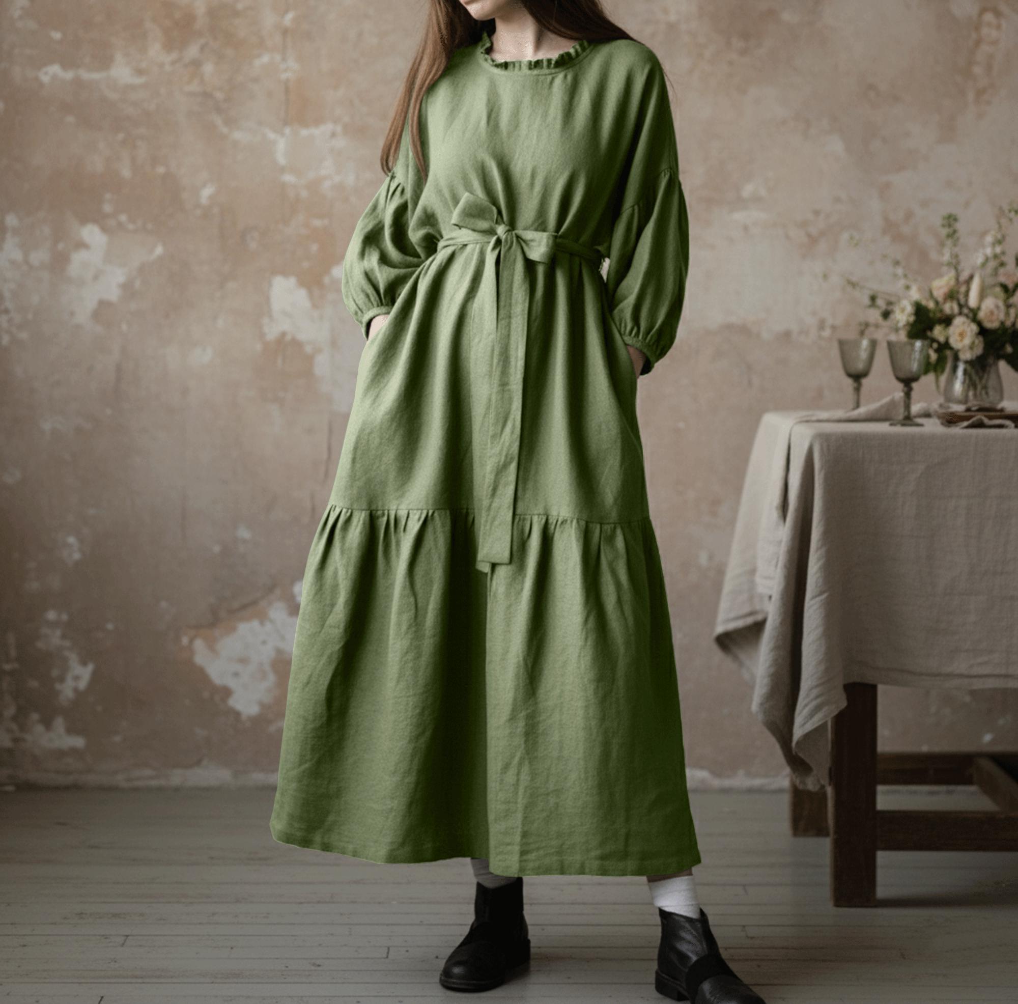 chinese dress ladies eleven44 Men's Linen Cotton Long Sleeve Kaftan in Black