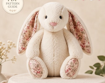 Nähvorlage für ein Kaninchen (PDF) | Schnittmuster für ein Stofftier | Plüschkaninchen | Geschenk zur Babyparty