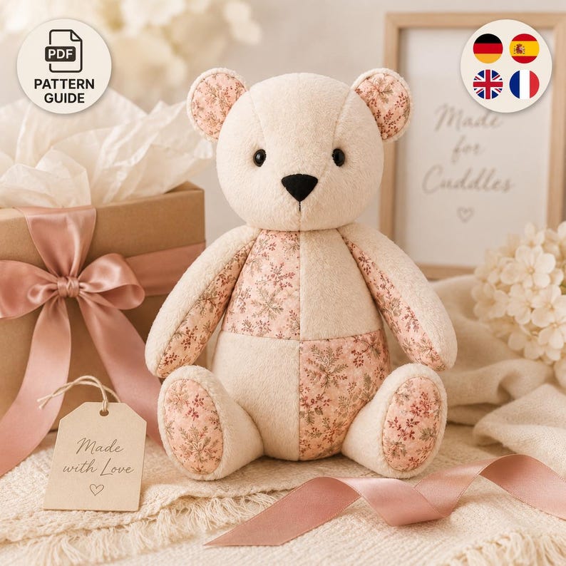 Teddy Bear Plush Pattern | PDF Sewing Pattern | Handmade With Love | Baby Shower Present