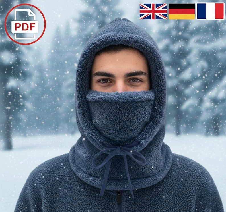 Balaclava Sweing Pattern Balaclava Sewing Pattern PDF | Hooded Ski Mask Winter Download | DIY ...