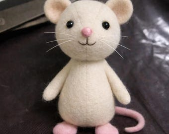 DIY Nadel gefilzte Maus PDF, handgemachte Posable Wolle Spielzeug, Filz Tier Schnittmuster