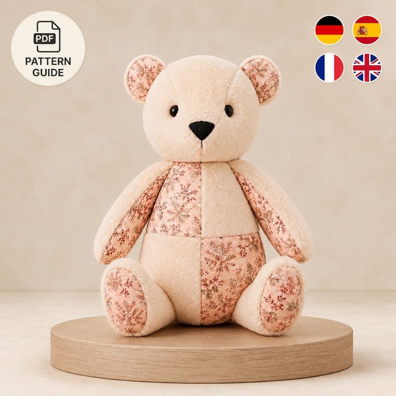 Stuffed Bear Pattern | Easy Sewing Pattern | DIY Plush Toy | Newborn Baby Gift