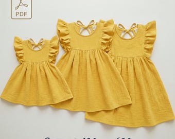 Muslin Toddler Dress, Ruffled Flutter Sleeve Baby Frock, Boho Summer Outfit for Kids 1-6Y
