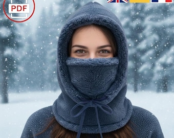 Balaclava Sewing Pattern PDF | Hooded Ski Mask Winter Download |  DIY Hoodie Facemask