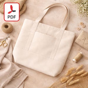 Tote Bag Sewing Pattern , DIY Canvas PDF, Minimalist Korean Style, Reusable Shopping Pattern