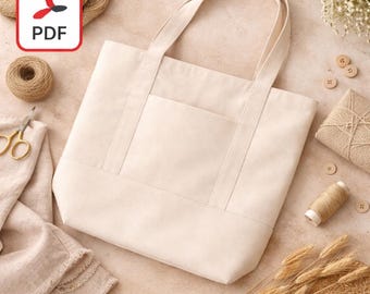 Tote Bag Schnittmuster, DIY Canvas PDF, minimalistischer koreanischer Stil, wiederverwendbares Shopping Pattern