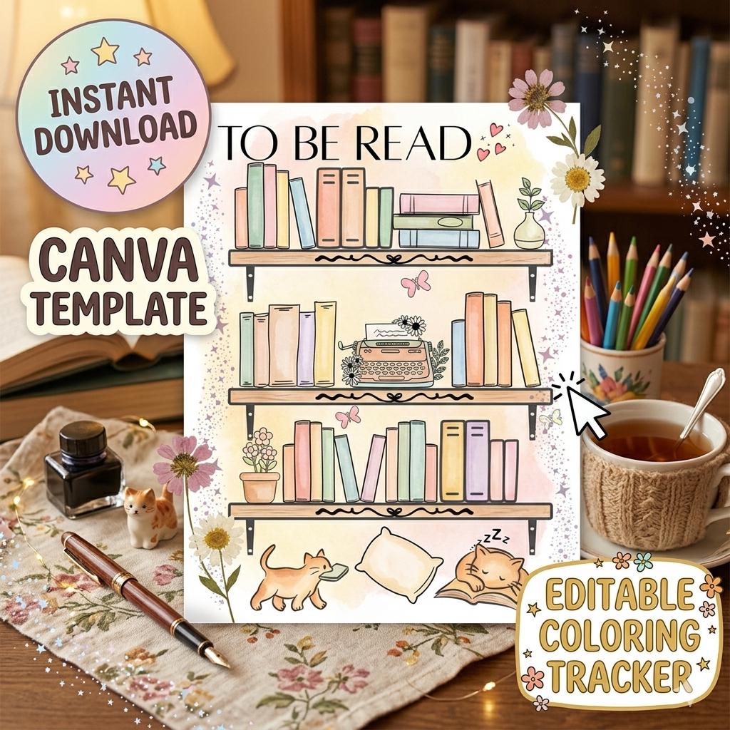 Whimsy Reading Whimsical Reading Log Printable – Adult Coloring Book Style TBR Tracker ...