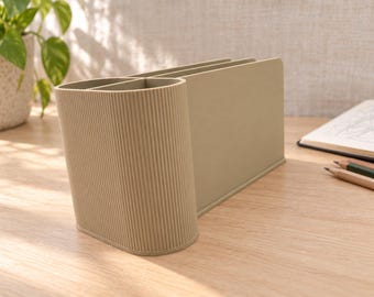 Notebook and Pencil Organizer with Ribbed Desk Storage