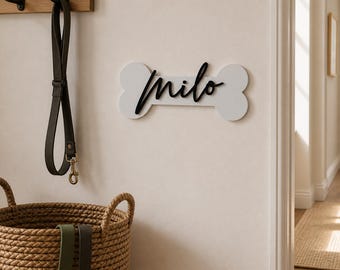 Letrero con el nombre de tu mascota para el pasillo / Placa de pared personalizada para perros / Decoración personalizada para el hogar
