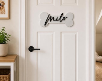 Letrero para puerta de perro / Placa personalizada para mascotas / Decoración personalizada para puerta interior