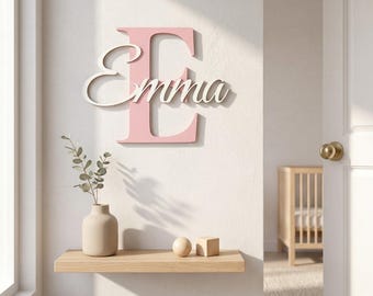 Letrero XL personalizado para la puerta de la habitación del bebé / Placa con el nombre del bebé y la inicial / Letrero personalizado para recién nacidos / Regalo de bautizo o confirmación