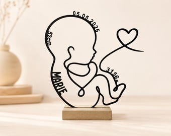 Regalo personalizado para bebé / Soporte para nombre de bebé con datos de nacimiento / Recuerdo para la decoración de la habitación del bebé