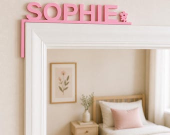 Letrero con nombre para la puerta del dormitorio / Elija la esquina izquierda o derecha del marco de la puerta / Nombre 3D personalizado