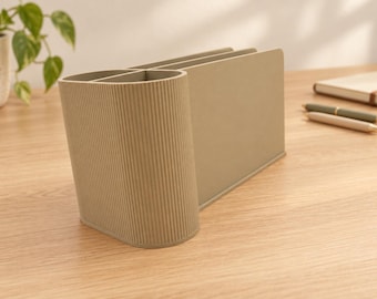 Sculptural Desk Organizer with Notebook and Pen Compartments