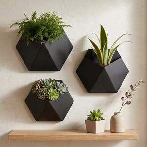 Suckulent väggkruka – 3D-utskriven hexagonal kruka, geometrisk inomhusväxtdekor