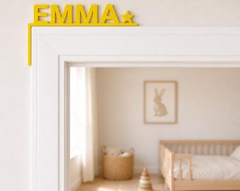 Letrero con el nombre para la habitación del niño pequeño / Decoración personalizada para el marco de la puerta infantil con estrella