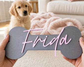 Letrero con el nombre del cachorro / Regalo personalizado para un perro nuevo / Decoración de pared personalizada para la habitación de la mascota