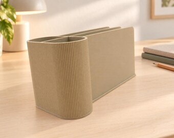 Study Desk Organizer with Notebook Slots and Pen Holder