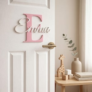 Anpassad dörrskylt för barnrum | Personlig namnskylt för barnkammaren | Dekoration för babyrummet | Present till nyfödd eller babyshower