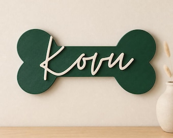 Letrero personalizado con el nombre de tu perro / Placa personalizada para mascotas / Elige el color del hueso y del nombre.