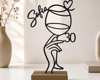 30 Geburtstag Geschenk Frau | Line Art Aufsteller mit Name | Geburtstagsdeko