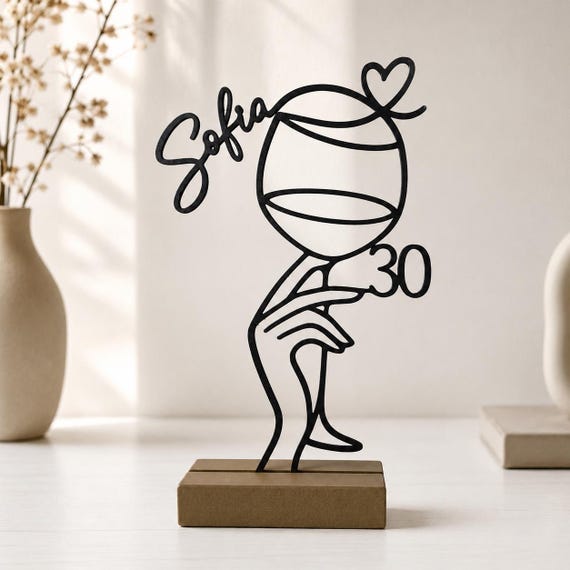 30 Geburtstag Geschenk Frau | Line Art Aufsteller mit Name | Geburtstagsdeko