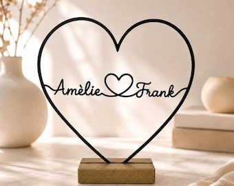 Personalized Wedding Gift with Names | Custom Heart Stand for Couples | Engagement, Anniversary or Valentine Gift