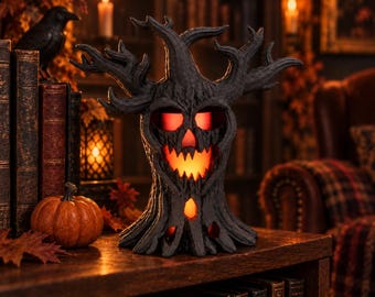 Skull Tree with LED Tea Light for a Dark Fantasy Bookshelf, 19 cm Gothic Decor