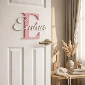 Personalized Nursery Name Sign for Wall Decor - Custom 3D Wooden Letters for Baby Girl Room - Large Initial and Name Plaque