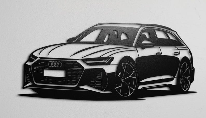Audi RS6 Avant Metal Wall Art - Car Silhouette Garage Decor Man Cave ...
