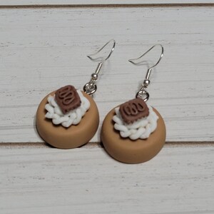 Frosted Chocolate Cake Earrings, Chocolate Cake Dangle Earrings, Cake Drop Earrings, Dessert Earrings, Baker Earrings, Food Earrings