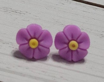 Purple Flower Stud Earrings, Purple Flower Post Earrings, Purple Flower Earrings