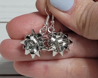 Christmas Bow Earrings, Nickel-Free Studs