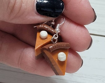 Pumpkin Pie Earrings, Pumpkin Pie Slice Earrings, Pumpkin Earrings, Pumpkin Clay Earrings, Food Earrings