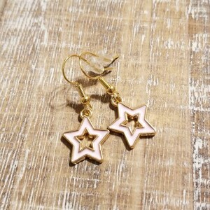 Pink Star Charm Earrings, Star Earrings, Open Star Earrings, Pink Star Earrings, Star Earrings Pink, Star Earrings Dangle