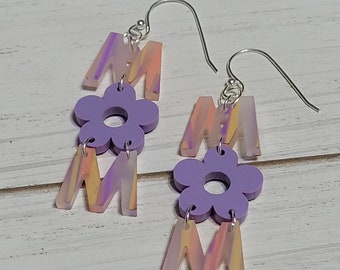 Mothers Day Gift, Mothers Day Earrings, Mom Earrings, Gift For Mothers Day, Mom Daisy Earrings, Handmade Acrylic Mothers Day Earrings