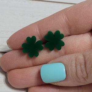 Clover Studs, Four Leaf Clover Studs, Clover Earrings, Saint Patrick&#39;s Day Studs, St Patricks Day Studs, Shamrock Studs, Clover Stud
