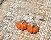 Orange and Silver Tiny Pumpkin Earrings