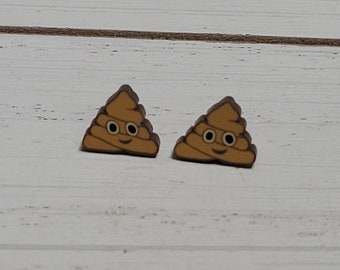 Tiny Poo Earrings, Poop Earrings, Poop Studs, Smiley Poop Stud Earrings, Poop Emoji Earrings, Poo Emoji Earrings, Turd Studs