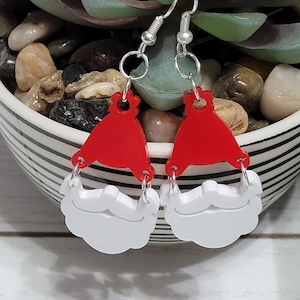 Silver Santa Earrings, Christmas Santa Charm Earrings, Christmas Santa Earrings, Silver Christmas Santa Earrings, Santa Christmas Earrings