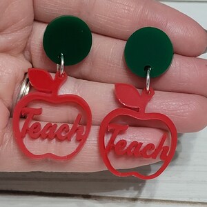 Back to School Earrings, Apple Earrings Studs, Teacher Earrings, Teacher Stud Earrings, Gifts for Teachers, Apple Heart Studs, Teacher Studs