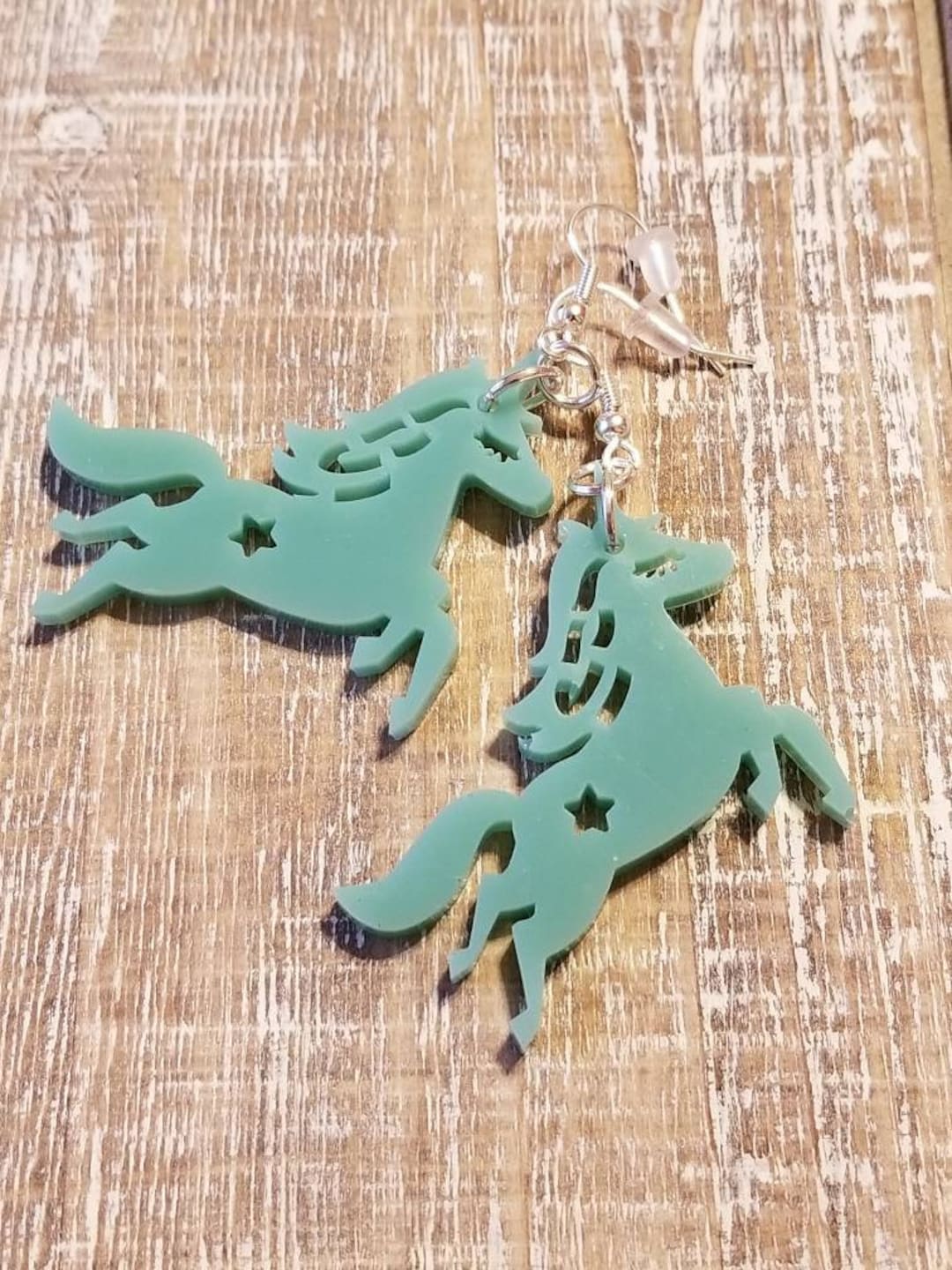 Large Mint Green Unicorn Earrings Etsy UK