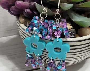 Mothers Day Gift, Mothers Day Earrings, Mom Earrings, Gift For Mothers Day, Mom Daisy Earrings, Handmade Acrylic Mothers Day Earrings