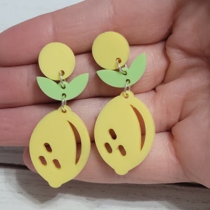 Yellow Lemon Studs, Lemon Stud Earrings, Lemon Fruit Studs, Lemon Fruit Earrings, Fruit Earrings Lemons, Summer Earrings, Summer Studs