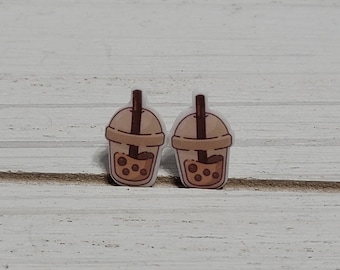 Iced Coffee Earrings, Boba Coffee Earrings, Iced Latte Earrings, Coffee Stud Earrings, Coffee Gift, Iced Coffee Earrings, Iced Coffee Studs