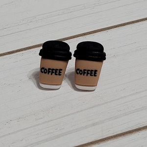 Coffee Earrings, Coffee Cup Earrings, Latte Earrings, Coffee Stud Earrings, Coffee Gift, Coffee Lovers Gift, Coffee Studs, Coffee Cup Studs
