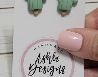 Large Cactus Studs, Cactus Earrings, Green Cactus Studs, Cactus Stud Earrings, Plant Earrings, Cactus Post Earrings