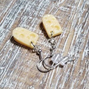 Tiny Cheese Earrings, Cheese Charm Earrings, Food Earrings, Cheese Lover Earrings, Cheese Lover Gift, Cheese Wedge Earrings